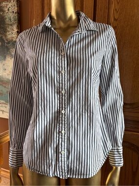 J. Crew Navy and White Striped Button Shirt